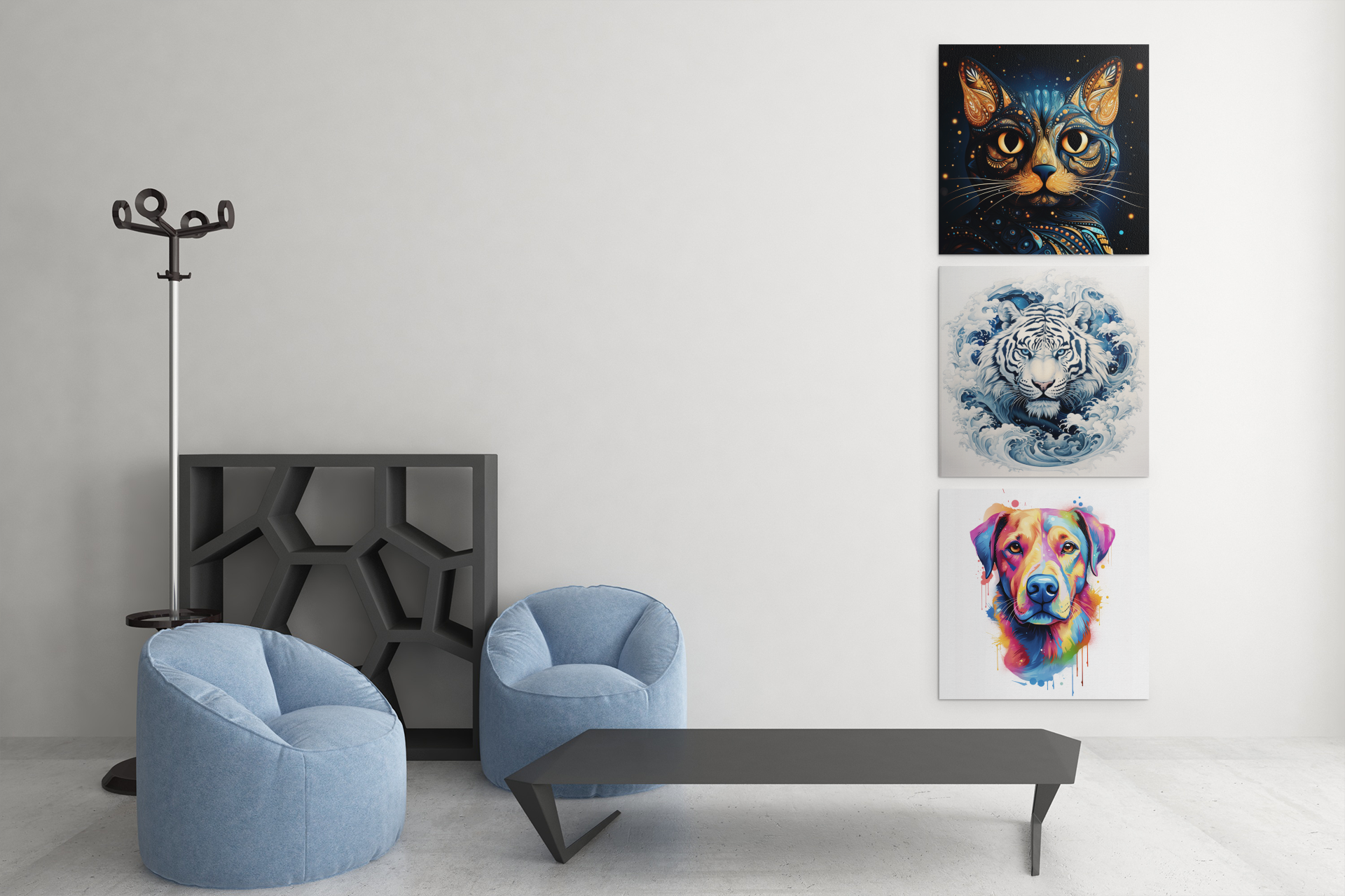 mockup of three squared canvas on the wall of an elegant living room 2502 el1.png