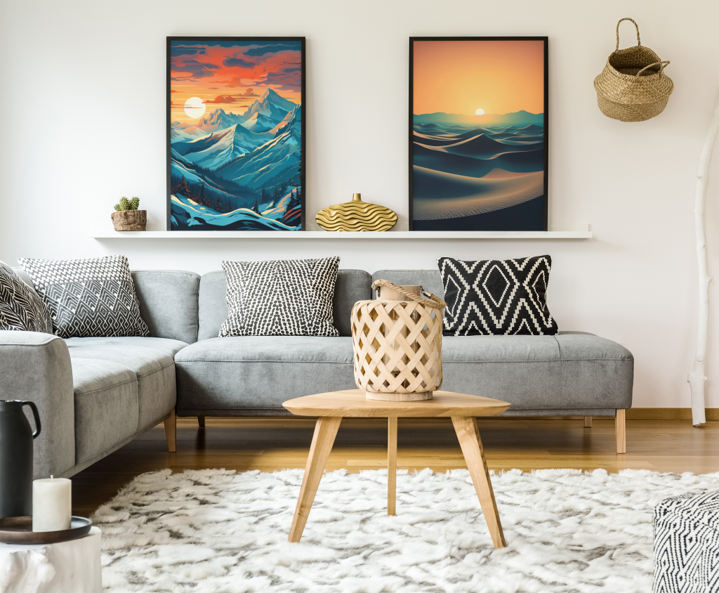 mockup of two framed art prints placed on a shelf 38895 r el2 mockup of two framed art prints placed on a shelf 38895 r el2